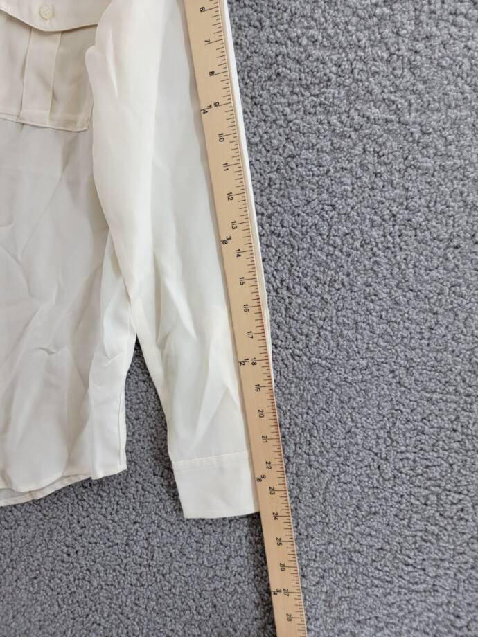 Lauren Ralph Lauren Crepe Tie-Neck Shirt Women's M Winter Cream Pockets L/S