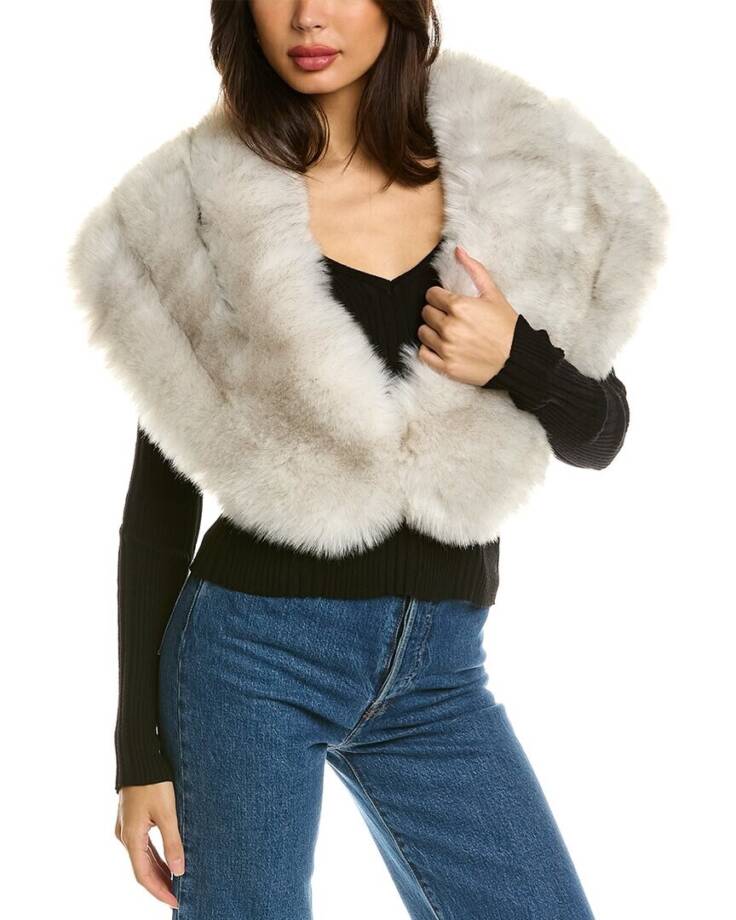 Surell Accessories Faux Fur Boa Women's One Size Light Gray Hook & Eye Closure