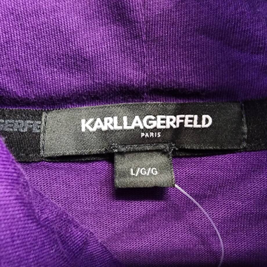 Karl Lagerfeld Paris Studded Diamond-Shaped Logo Hoodie Men's L Purple Pullover