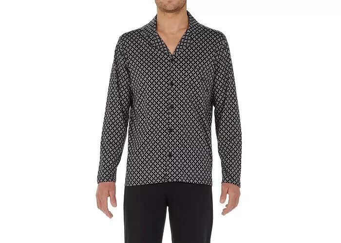 HOM Vince Long Sleepwear Top Men's M Black Front Pocket Button Closure L/S