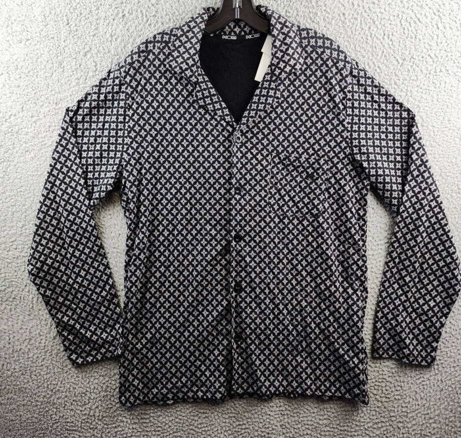 HOM Vince Long Sleepwear Top Men's M Black Front Pocket Button Closure L/S