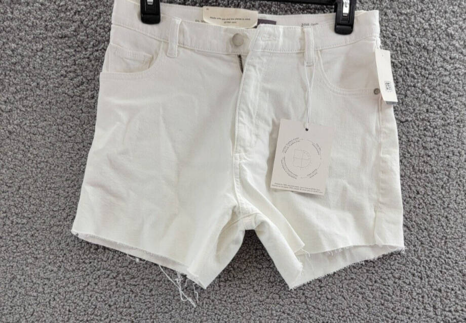 DL1961 Zoie Cutoff Denim Shorts Women's 25 White Frayed Hem Button Zip Closure