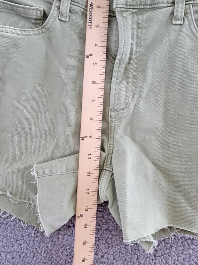 Joe's Jeans The Ozzie High Rise Denim Shorts Women's 30 Khaki Green Zip Fly
