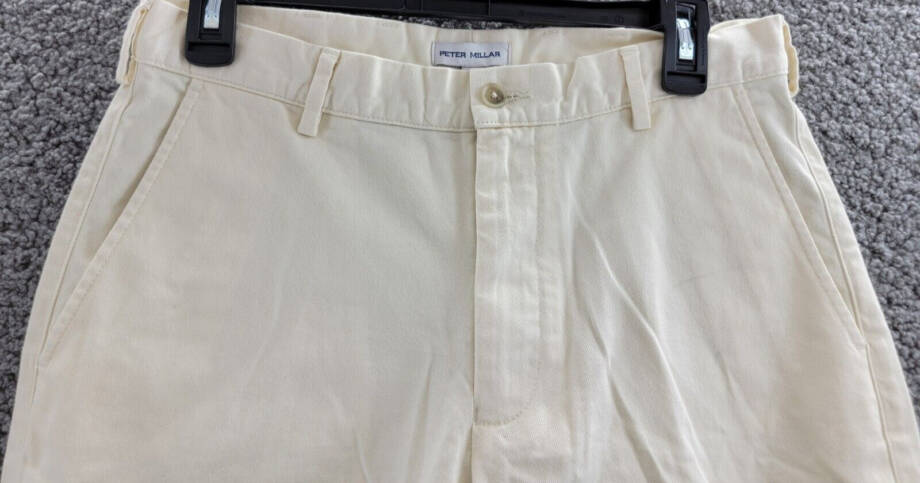 Peter Millar Crown Pilot Twill Chino Shorts Men's 30 Ivory Button Zip Closure