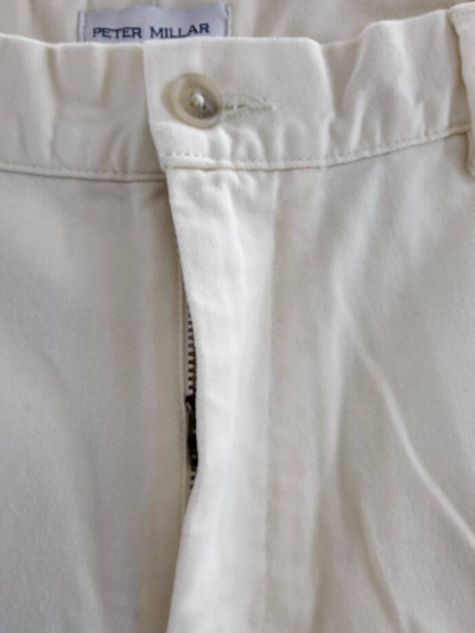 Peter Millar Crown Pilot Twill Chino Shorts Men's 30 Ivory Button Zip Closure