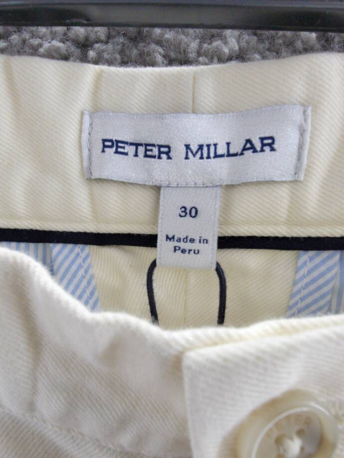 Peter Millar Crown Pilot Twill Chino Shorts Men's 30 Ivory Button Zip Closure