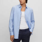 HUGO Koey Kent Slim Fit Button-Front Dress Shirt Men's 39 15.5 Light Pastel Blue