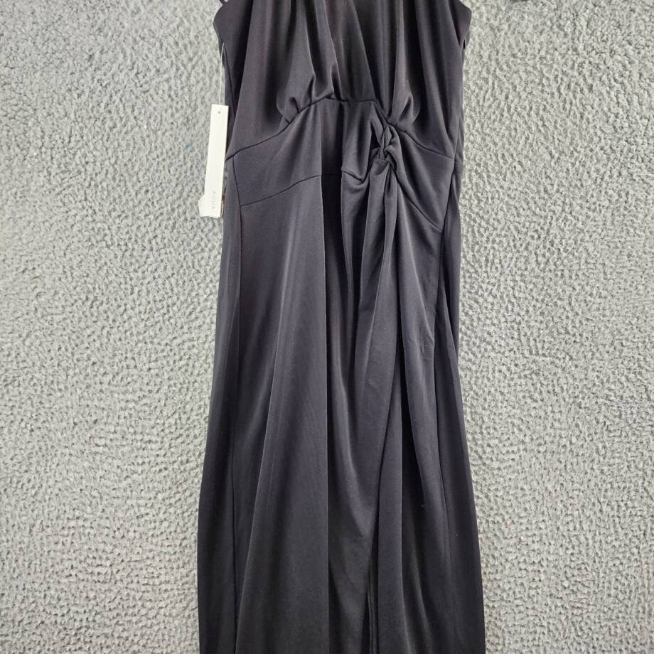 AQUA Matte Jersey Cutout Halter Dress Women's S Black Backless Side Zip Closure