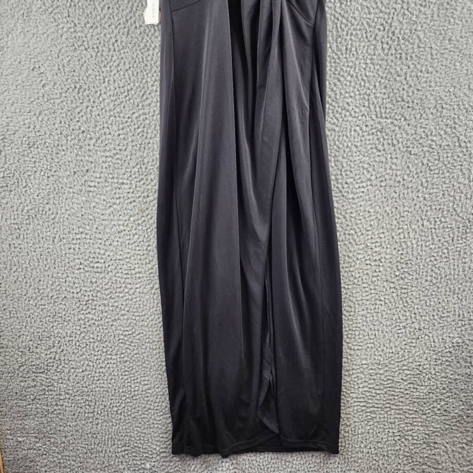 AQUA Matte Jersey Cutout Halter Dress Women's S Black Backless Side Zip Closure