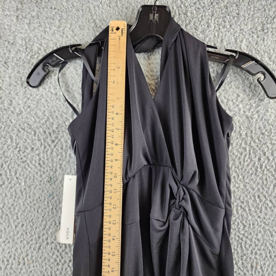 AQUA Matte Jersey Cutout Halter Dress Women's S Black Backless Side Zip Closure