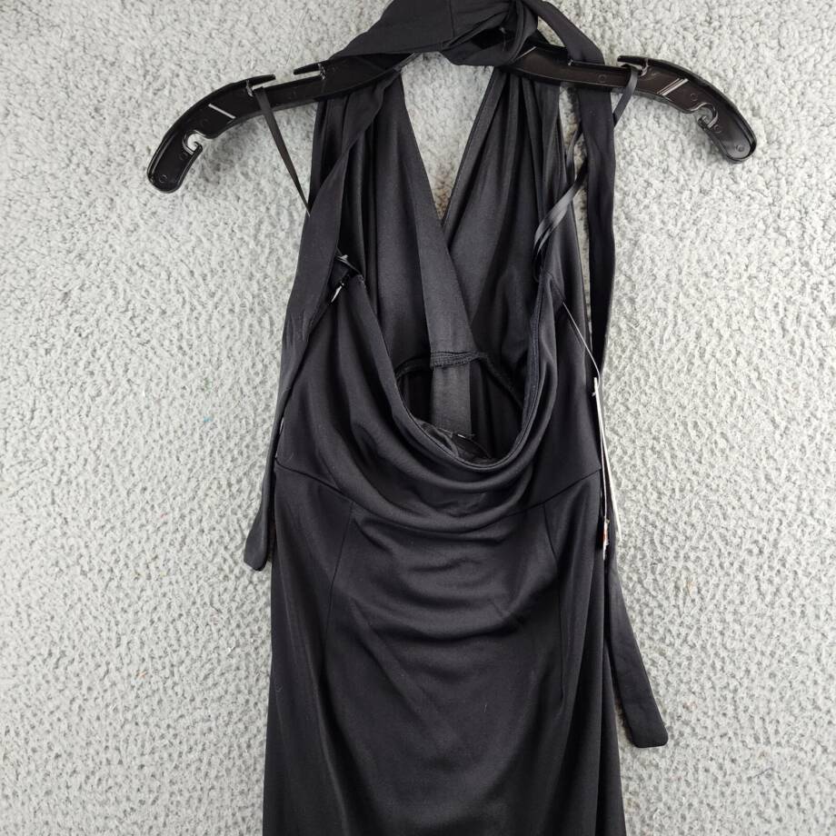 AQUA Matte Jersey Cutout Halter Dress Women's S Black Backless Side Zip Closure