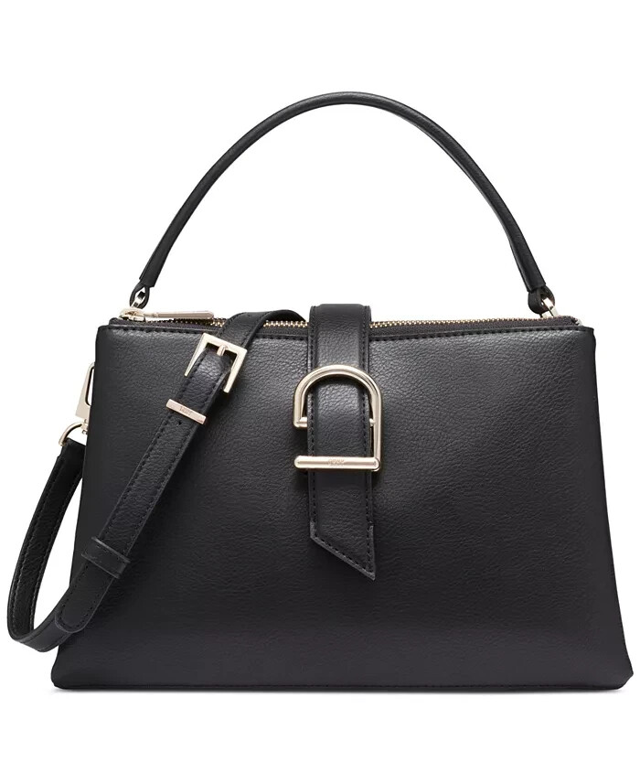DKNY Deena Top Handle Satchel Bag Women's Black Slip Pocket Zip/Magnetic Closure