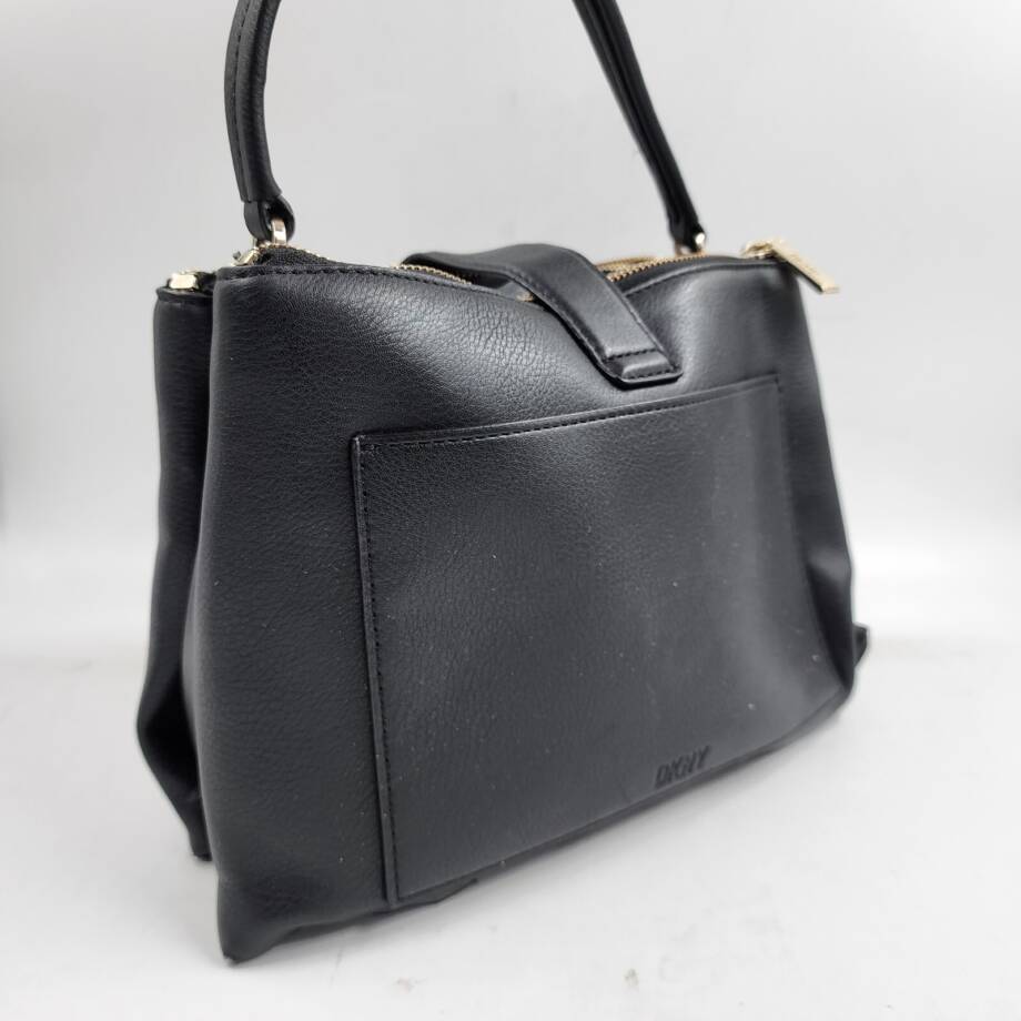 DKNY Deena Top Handle Satchel Bag Women's Black Slip Pocket Zip/Magnetic Closure