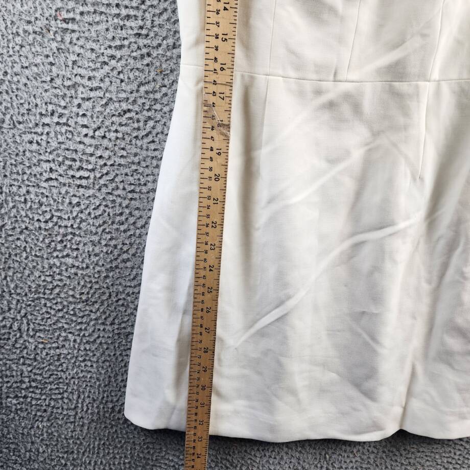 French Connection Whisper Ruffled V-Neck Mini Dress Women's 6 White Zip Closure