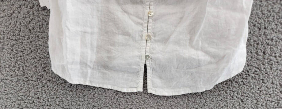Bella Dahl Square Neck Tank Top Women's S White Solid Linen Back Button Closure