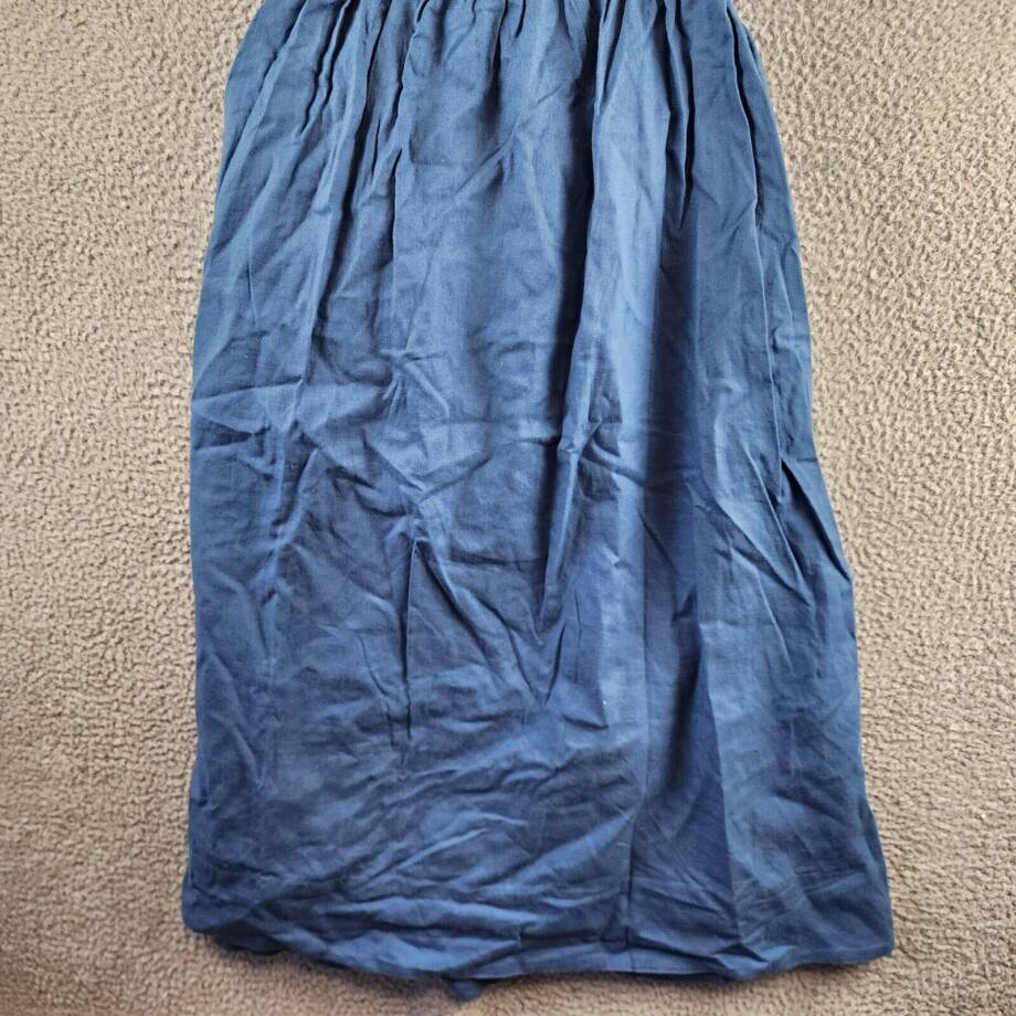 AQUA Havana Linen Blend Boho Sundress Women's XL Denim Sweetheart Neck Back Zip