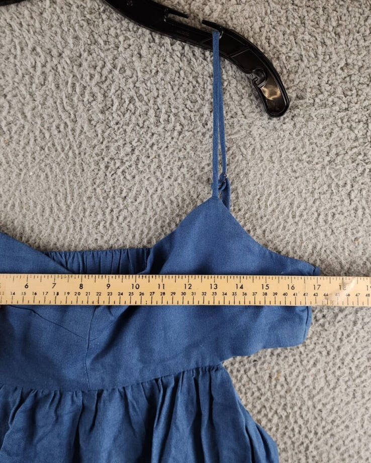 AQUA Havana Linen Blend Boho Sundress Women's XL Denim Sweetheart Neck Back Zip