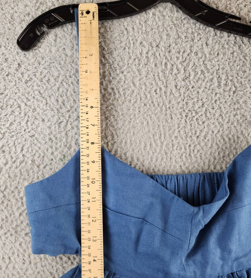 AQUA Havana Linen Blend Boho Sundress Women's XL Denim Sweetheart Neck Back Zip