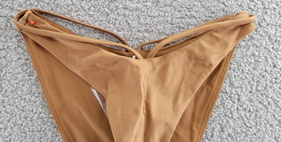 Simkhai Emmalynn Strappy Bikini Bottom Women's XS Bronze Elastic Waist Pull On