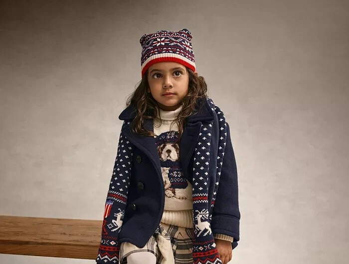 Polo Ralph Lauren Dog Crewneck Wool Sweatshirt Little Girls 5 White Multi L/S