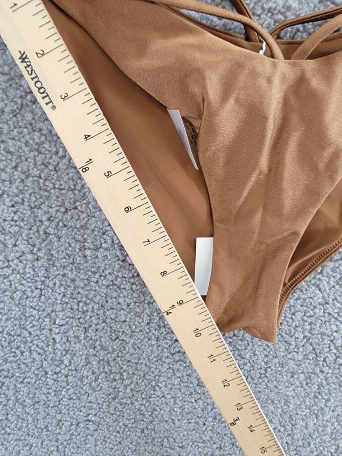 Simkhai Emmalynn Strappy Bikini Bottom Women's XS Bronze Elastic Waist Pull On