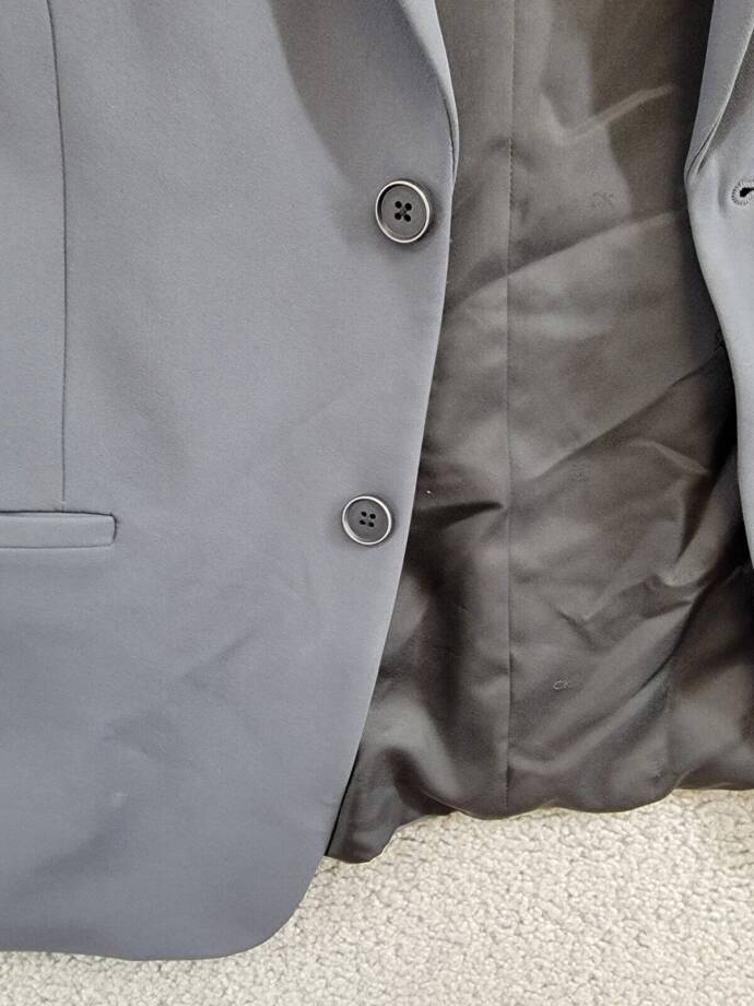 Calvin Klein Slim-Fit Stretch Performance Suit Jacket Big Boy 16 Ebony Solid L/S
