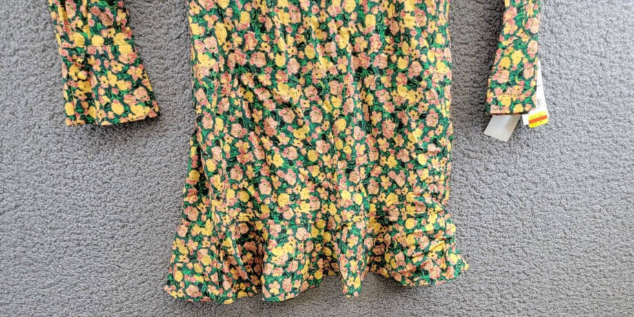 French Connection Aleezia Flavia Floral A-Line Dress Women's 4 Forest Green L/S