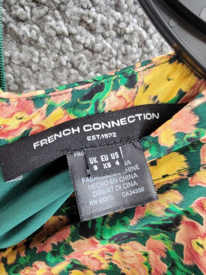 French Connection Aleezia Flavia Floral A-Line Dress Women's 4 Forest Green L/S