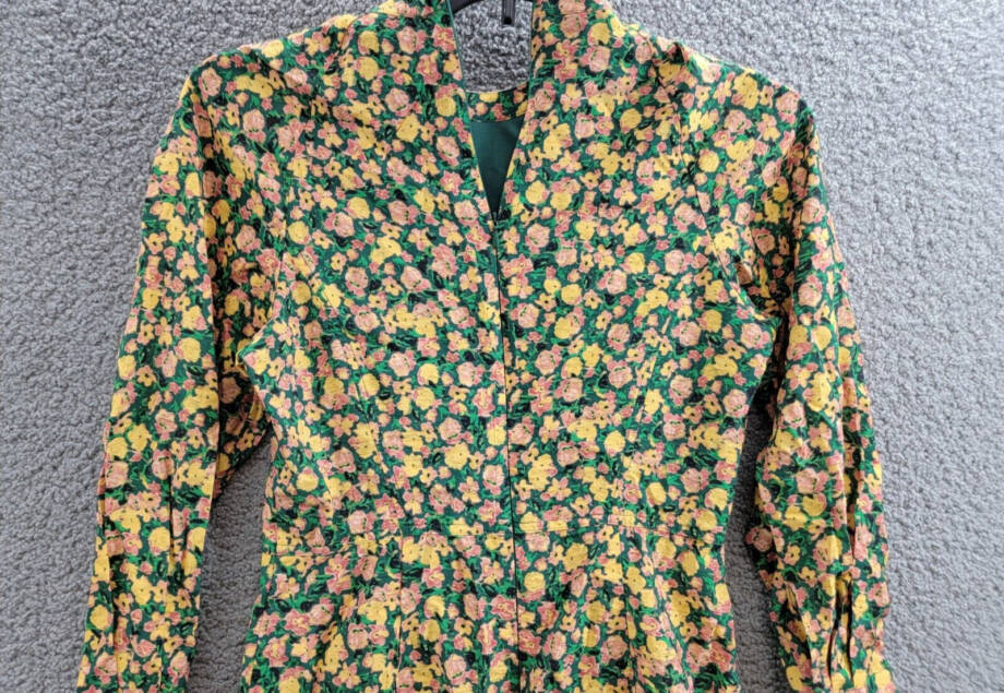 French Connection Aleezia Flavia Floral A-Line Dress Women's 4 Forest Green L/S