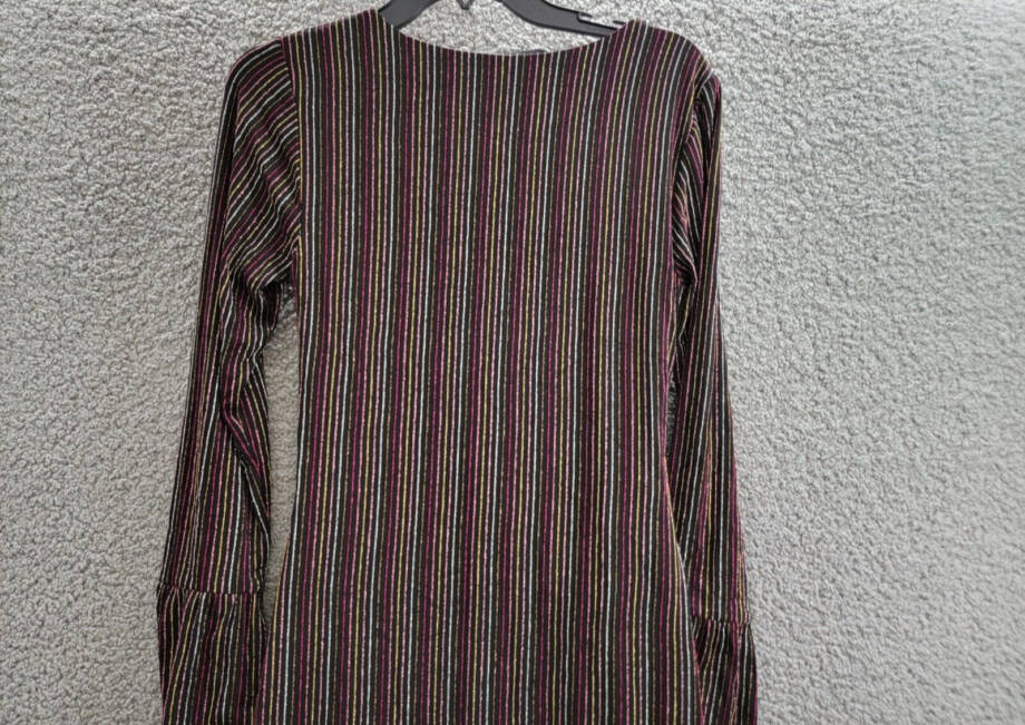 French Connection Paula Keyhole Midi Dress Women's S Blackout Multi Round Neck