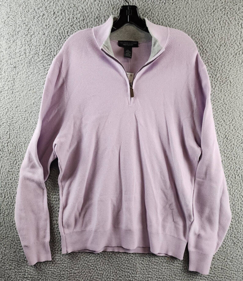 The Men's Store at Bloomingdale's Birdseye Quarter Zip Sweater Men's XL Lavender