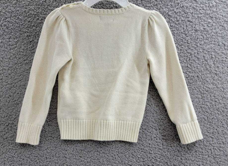 Polo Ralph Lauren Dog Crewneck Wool Sweatshirt Little Girls 5 White Multi L/S