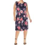 Jessica Howard Plus Size Floral Fit & Flare Dress Women's 24W Multi Back Zip