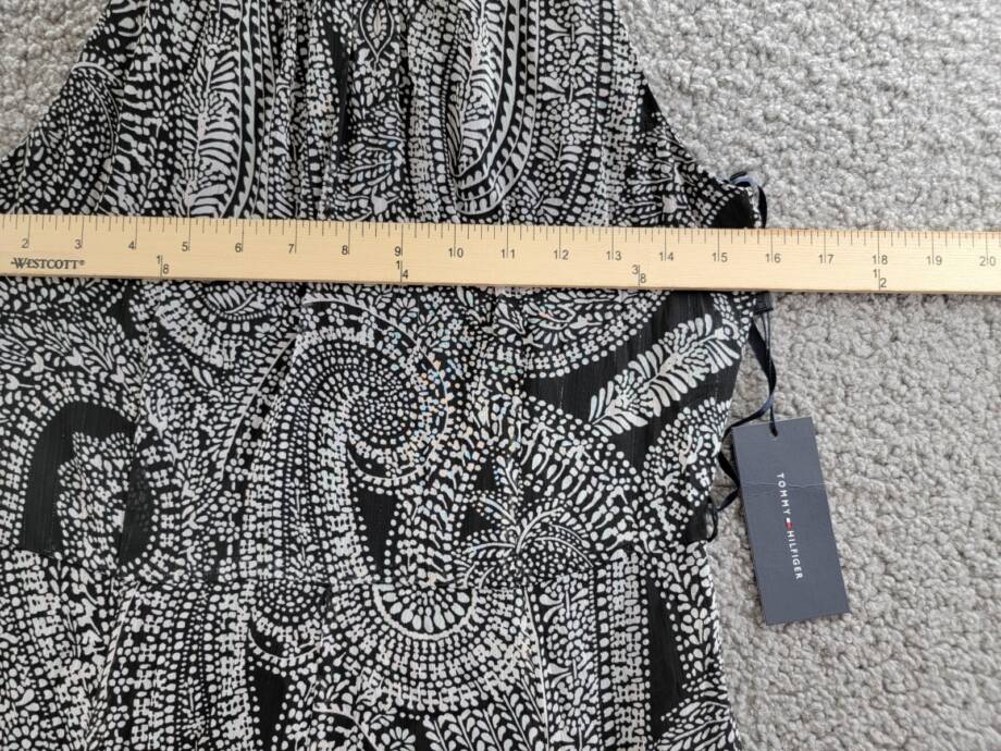 Tommy Hilfiger Paisley Print Chiffon Midi Dress Women's 2 Black Multi Back Zip