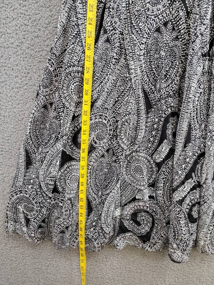 Tommy Hilfiger Paisley Print Chiffon Midi Dress Women's 2 Black Multi Back Zip