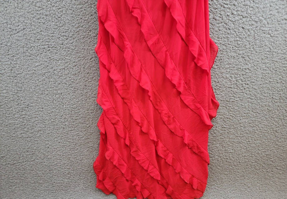 B Darlin Tiered Ruffled Chiffon One-Shoulder Gown Juniors 0 Red Side Zip Closure