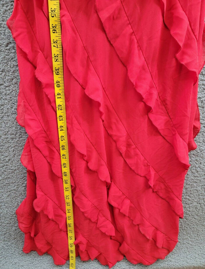 B Darlin Tiered Ruffled Chiffon One-Shoulder Gown Juniors 0 Red Side Zip Closure