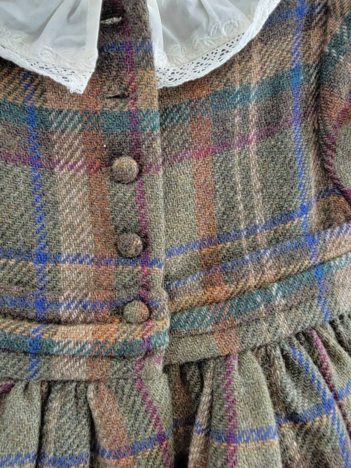 Ralph Lauren Plaid Smocked Wool Blend Dress & Bloomers Set Baby Girls' 18M Green