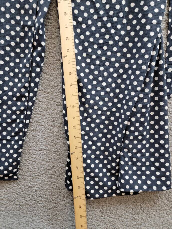 London Times Plus Polka-Dot Crepe Jumpsuit Women's 16W Navy/White Surplice Neck