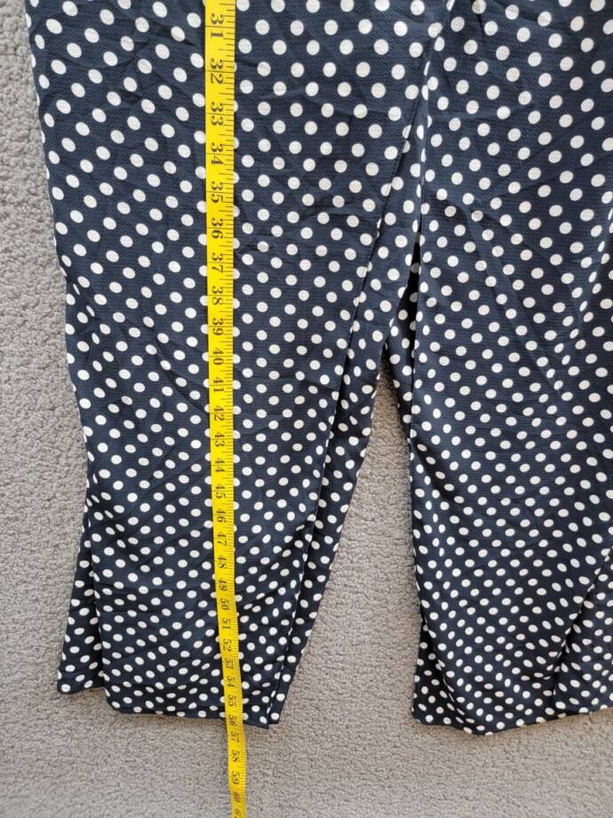 London Times Plus Polka-Dot Crepe Jumpsuit Women's 16W Navy/White Surplice Neck