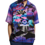 Scotch & Soda Slim Fit Placed Print Camp Shirt Mens XL Moody Festival Pocket S/S