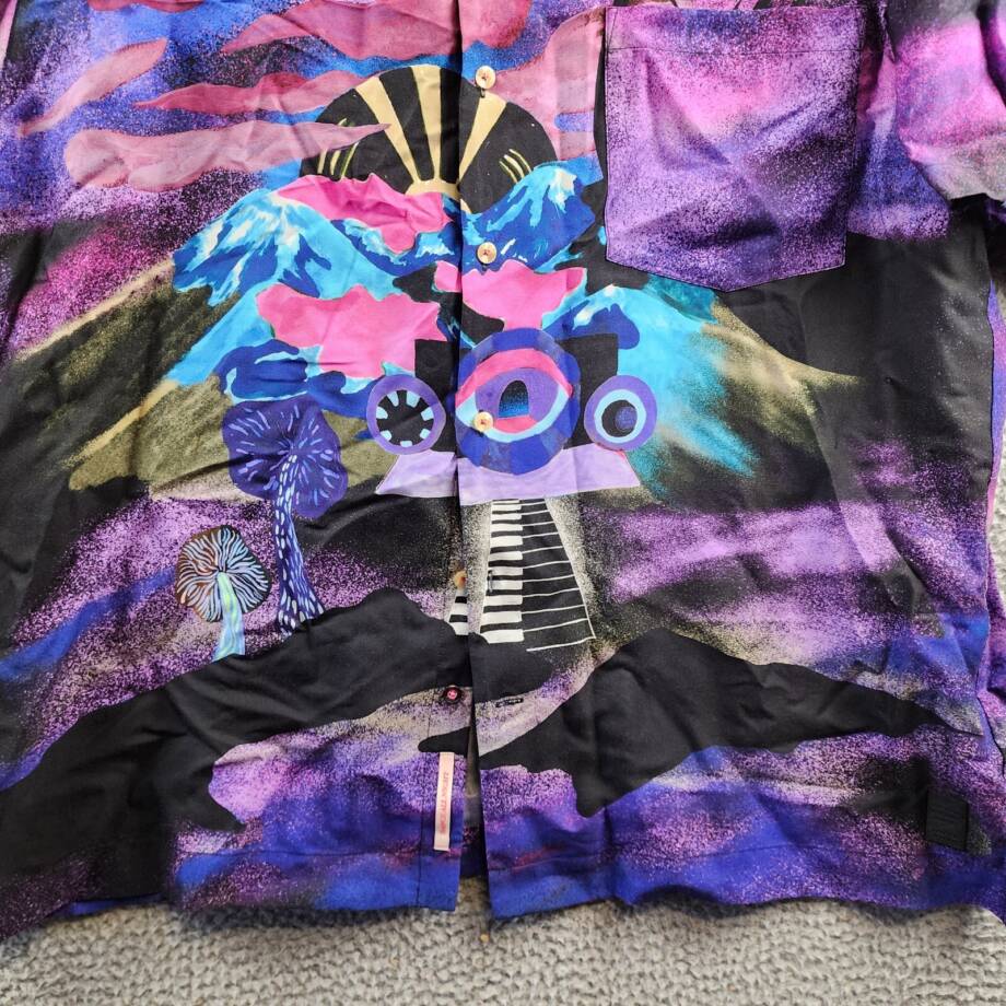 Scotch & Soda Slim Fit Placed Print Camp Shirt Mens XL Moody Festival Pocket S/S