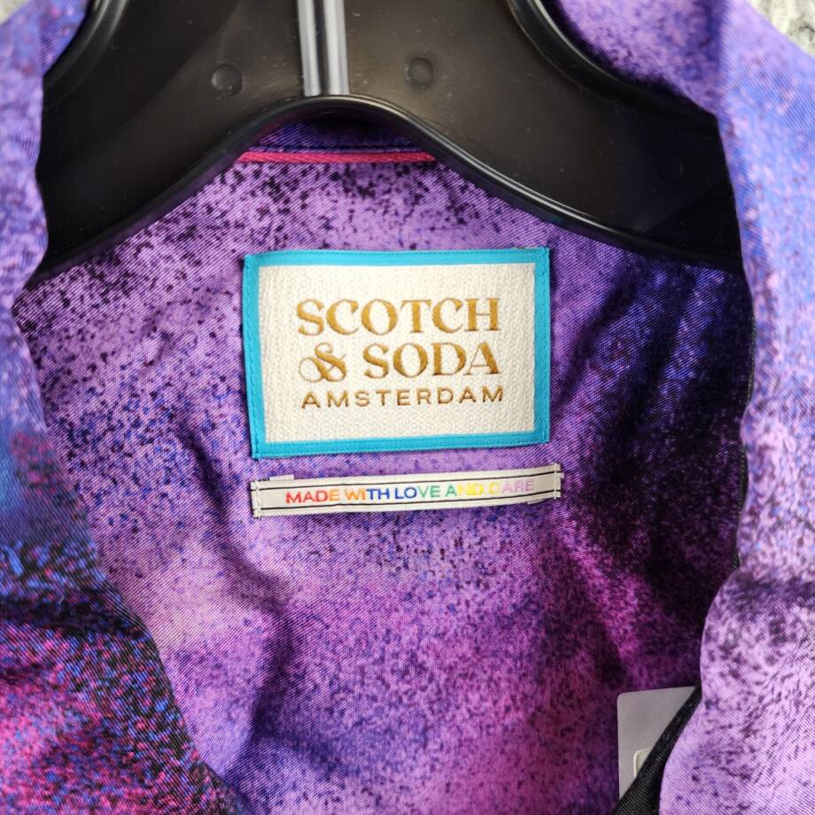 Scotch & Soda Slim Fit Placed Print Camp Shirt Mens XL Moody Festival Pocket S/S
