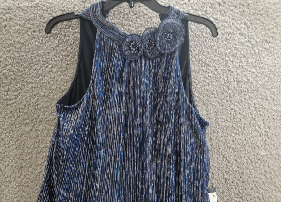 Adrianna Papell Embellished Metallic Knit Top Women's Midnight Sleeveless