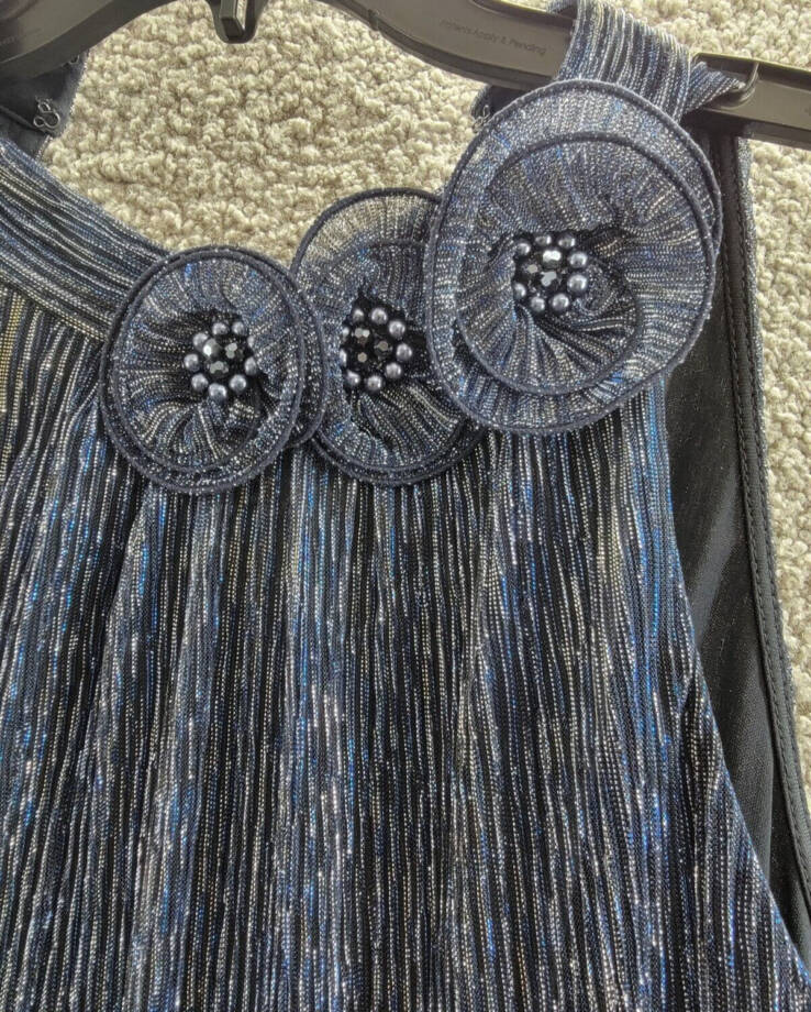 Adrianna Papell Embellished Metallic Knit Top Women's Midnight Sleeveless