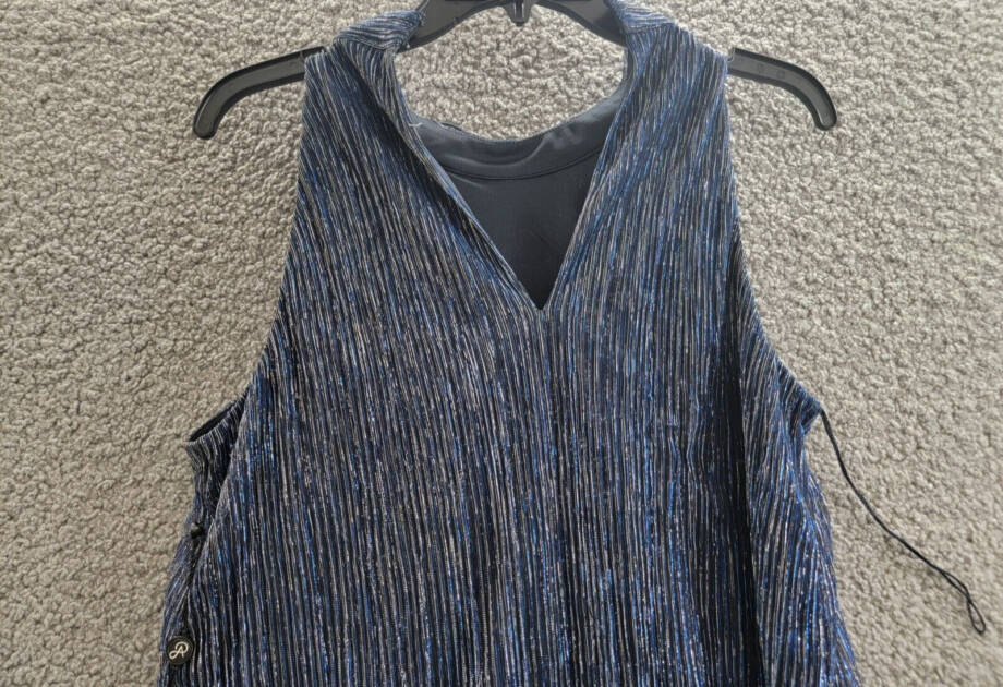 Adrianna Papell Embellished Metallic Knit Top Women's Midnight Sleeveless