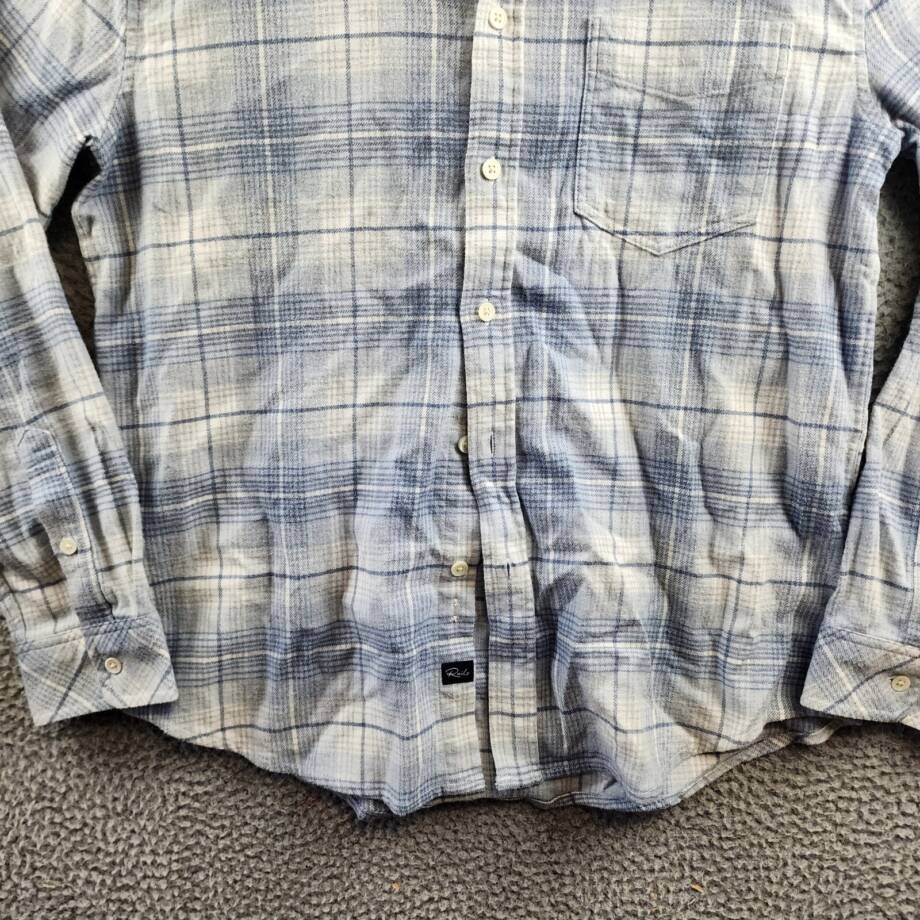 Rails Sussex Flannel Relaxed Fit Button Up Shirt Men's S Glacier Denim White L/S