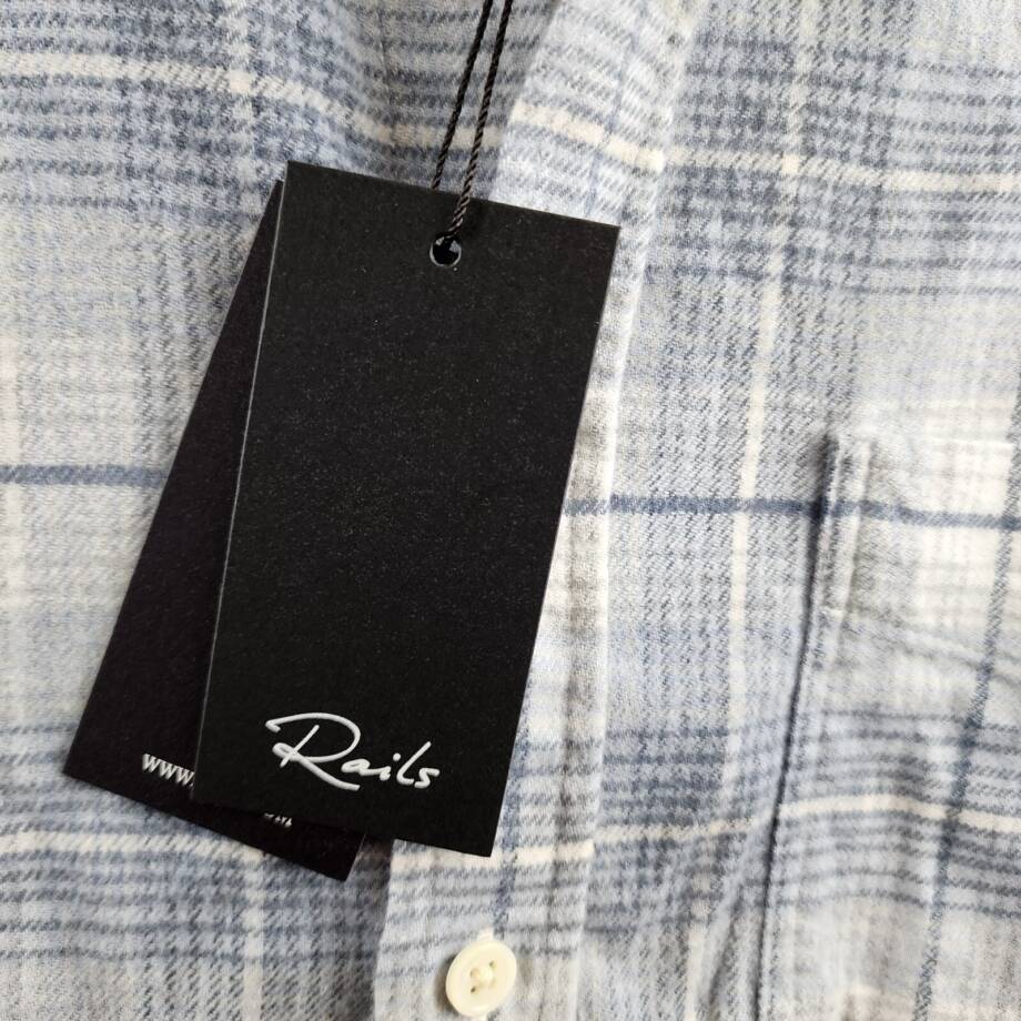 Rails Sussex Flannel Relaxed Fit Button Up Shirt Men's S Glacier Denim White L/S