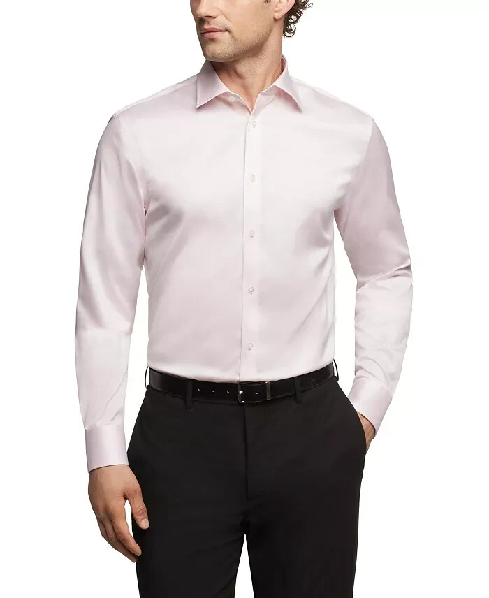 Calvin Klein Refined Cotton Stretch Regular Fit Dress Shirt Men's M 15.5 34/35