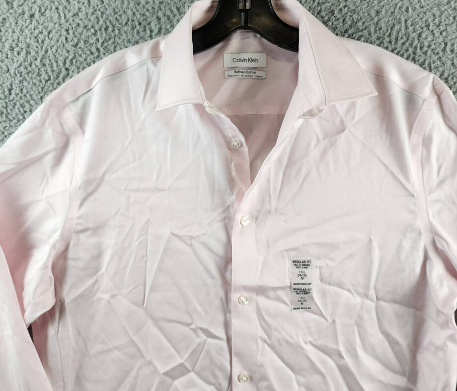 Calvin Klein Refined Cotton Stretch Regular Fit Dress Shirt Men's M 15.5 34/35